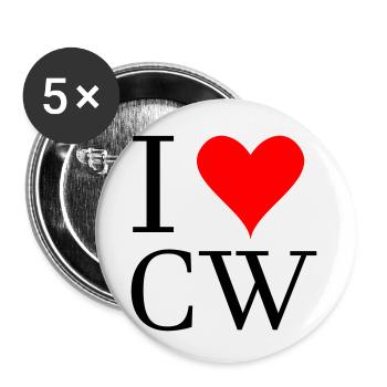 Ich liebe cw Amateurfunk - Buttons klein 25 mm (5er Pack) - Weiß - Vorne