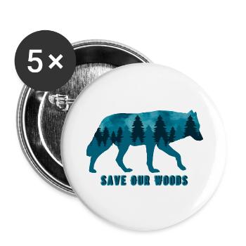 Climate Change Environmental Protection Wolf - Buttons small 1''/25 mm (5-pack) - white - Front