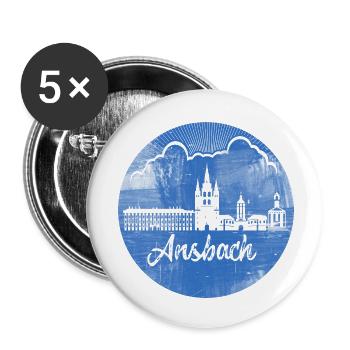 ansbach,skyline,blau,kreis,retro - Buttons klein 25 mm (5er Pack) - Weiß - Vorne