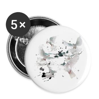 tauben,taube,vögel,vogelschwarm,weiss ,graffiti - Buttons klein 25 mm (5er Pack) - Weiß - Vorne