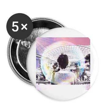 Fille dans un centre commercial - Lot de 5 petits badges (25 mm) - blanc - Devant