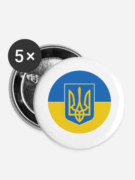 Ukraine - Buttons klein 25 mm (5er Pack) - Weiß