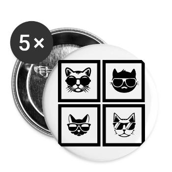 Chat Katze - Lot de 5 petits badges (25 mm) - blanc - Devant