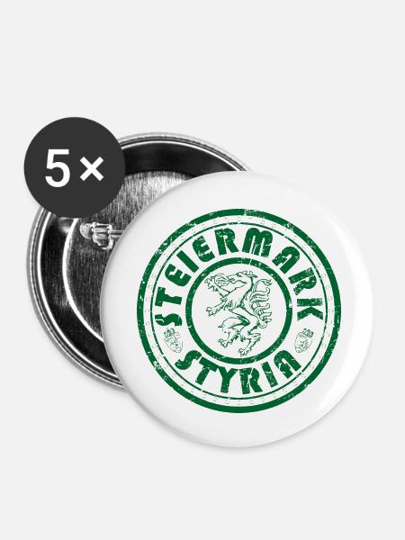 Steiermark versus Styria - Buttons klein 25 mm (5er Pack) - Weiß