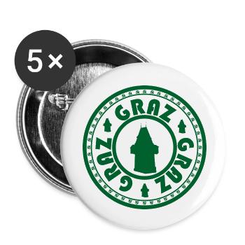 Graz versus KPÖ - Buttons klein 25 mm (5er Pack) - Weiß - Vorne