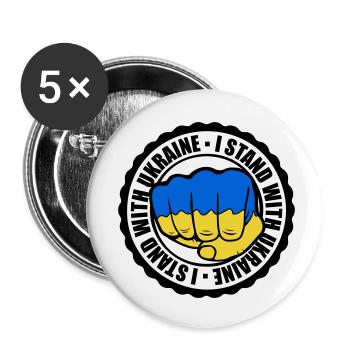 I Stand Ukraine - Buttons klein 25 mm (5er Pack) - Weiß - Vorne