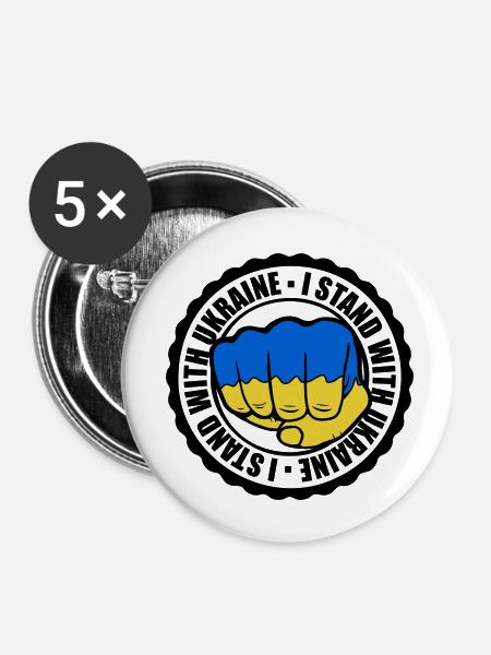 I Stand Ukraine - Buttons klein 25 mm (5er Pack) - Weiß