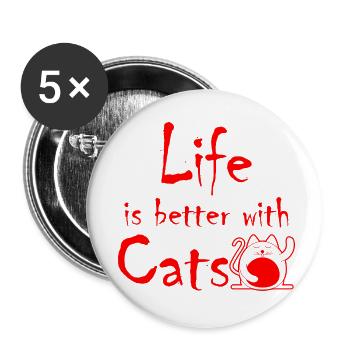 Chat Katze - Lot de 5 petits badges (25 mm) - blanc - Devant