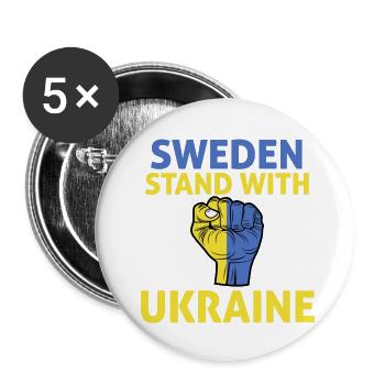 La Suède se tient avec l’Ukraine Je me tiens avec l’Ukraine - Lot de 5 petits badges (25 mm) - blanc - Devant