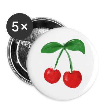 Sommer-Kirschen - Buttons klein 25 mm (5er Pack) - Weiß - Vorne