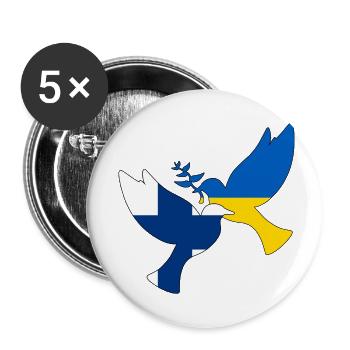Ukraine Finlande Colombe de soutien à la paix - Lot de 5 petits badges (25 mm) - blanc - Devant