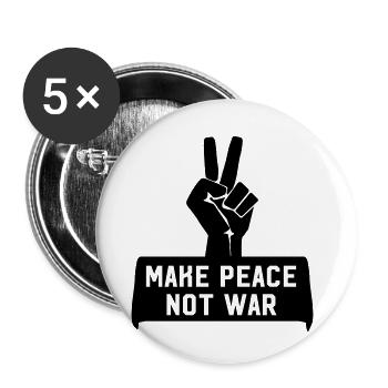 Make Peace Not War Hand mit Peacezeichen - Buttons klein 25 mm (5er Pack) - Weiß - Vorne
