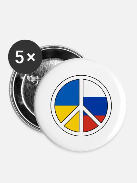 Friedenssymbol mit Farbblockmuster - Buttons klein 25 mm (5er Pack) - Weiß