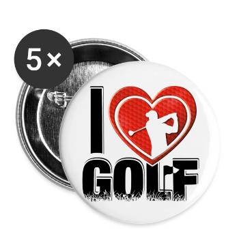 I love Golf - sehr beliebtes Golfmotiv für Golfer - Buttons klein 25 mm (5er Pack) - Weiß - Vorne