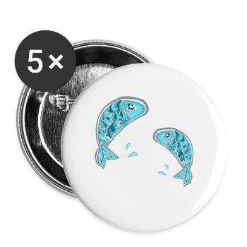 fish fish animals water zodiac sign symbol - Buttons small 1''/25 mm (5-pack) - white - Front