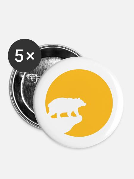 Bär Mond Klippe - Buttons klein 25 mm (5er Pack) - Weiß