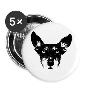 Hund Schwarz Weiss - Buttons klein 25 mm (5er Pack) - Weiß - Vorne