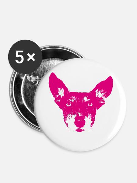 Hund Pink - Buttons klein 25 mm (5er Pack) - Weiß