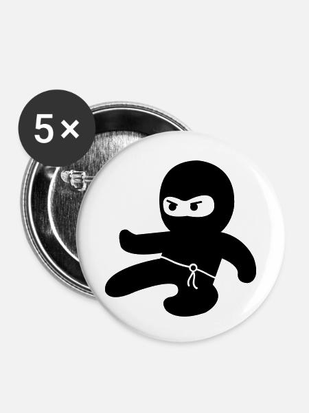 Ninja - Buttons klein 25 mm (5er Pack) - Weiß