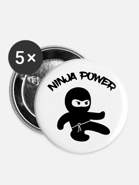 Ninja Power - Buttons klein 25 mm (5er Pack) - Weiß