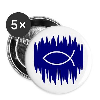 Jesusfisch Ichthys Fisch Fische - Buttons klein 25 mm (5er Pack) - Weiß - Vorne