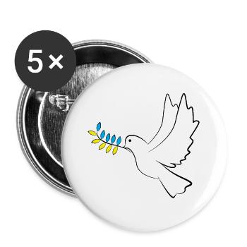 Friedenstaube Ukraine - Buttons klein 25 mm (5er Pack) - Weiß - Vorne