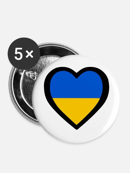 Ukraine - Buttons klein 25 mm (5er Pack) - Weiß