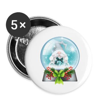 Schneekugel Weihnachtsmann mit Zuckerstangen - Buttons klein 25 mm (5er Pack) - Weiß - Vorne