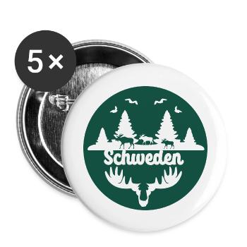 kreis ,grün,skyline, scherenschnitt,schweden,natur - Buttons klein 25 mm (5er Pack) - Weiß - Vorne
