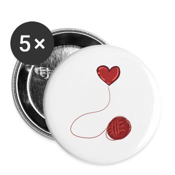 coeur symbole rouge ligne de fil de laine - Lot de 5 petits badges (25 mm) - blanc - Devant