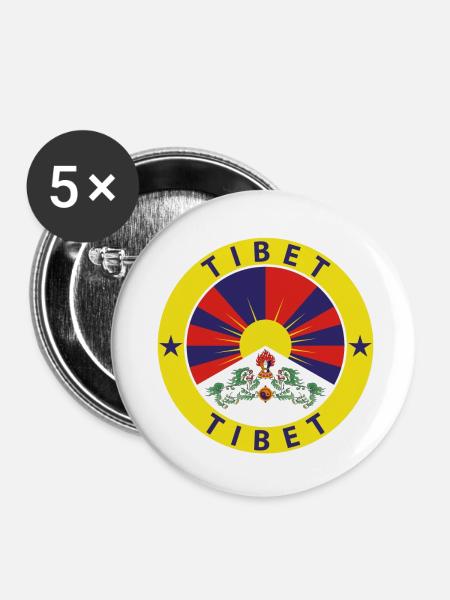 Tibet - Buttons klein 25 mm (5er Pack) - Weiß