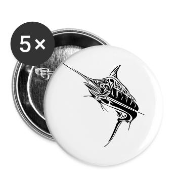 Élégant espadon prédateur de poisson osseux - Lot de 5 petits badges (25 mm) - blanc - Devant