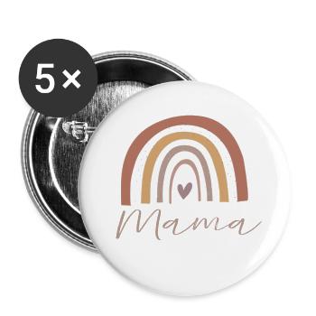 Regenbogen Mama Mom Baby Beste Mama Muttertag - Buttons klein 25 mm (5er Pack) - Weiß - Vorne