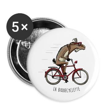 biquecyclette - Lot de 5 petits badges (25 mm) - blanc - Devant