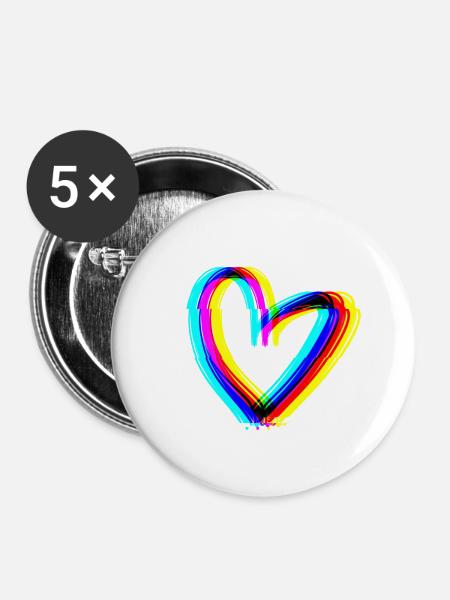 herz effekt 3d symbol liebe - Buttons klein 25 mm (5er Pack) - Weiß