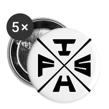 X Poisson de texte - Lot de 5 petits badges (25 mm) - blanc - Devant