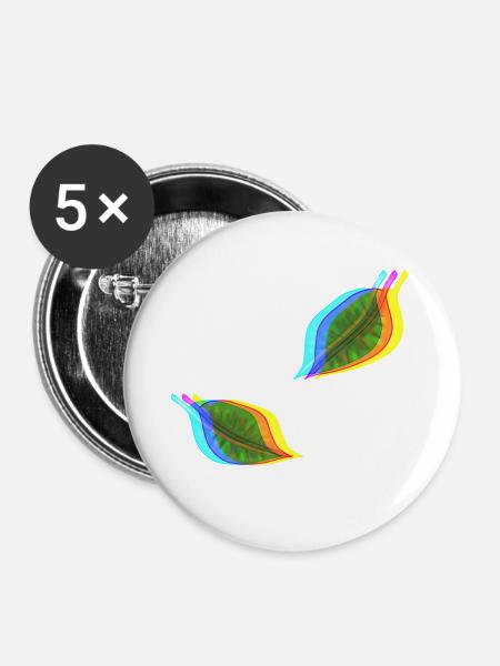 blätter blatt effekt 3d - Buttons klein 25 mm (5er Pack) - Weiß