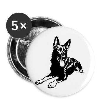 German Shepherd - Buttons small 1''/25 mm (5-pack) - white - Front