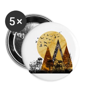 Motif montagnes en crépuscule multicolore - Lot de 5 petits badges (25 mm) - blanc - Devant