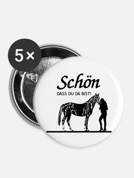 Pferd - Buttons klein 25 mm (5er Pack) - Weiß