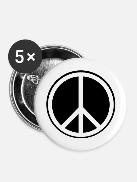 Peace Symbol - Buttons klein 25 mm (5er Pack) - Weiß