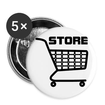 Shopping cart with text STORE - Buttons small 1''/25 mm (5-pack) - white - Front