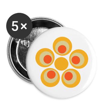 70er Jahre Blume Muster - Buttons klein 25 mm (5er Pack) - Weiß - Vorne