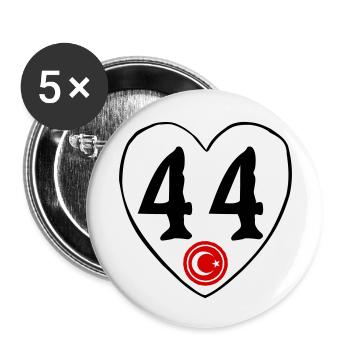 Malatya 44 Herz - Buttons klein 25 mm (5er Pack) - Weiß - Vorne
