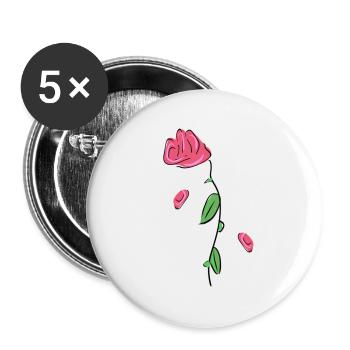 rose fleur fleur fleur fleur printemps - Lot de 5 petits badges (25 mm) - blanc - Devant
