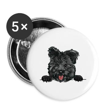 Pumi Hund für Peeking Dog Lovers - Buttons klein 25 mm (5er Pack) - Weiß - Vorne