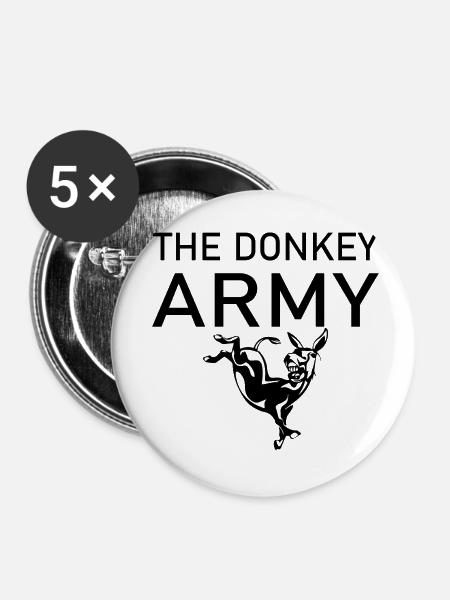 Donkey Esel - Buttons klein 25 mm (5er Pack) - Weiß