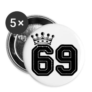 69 Crown - Buttons klein 25 mm (5er Pack) - Weiß - Vorne