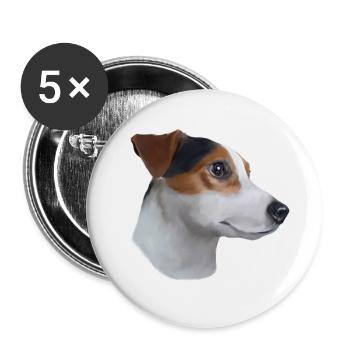 Jack russell terrier - Lot de 5 petits badges (25 mm) - blanc - Devant