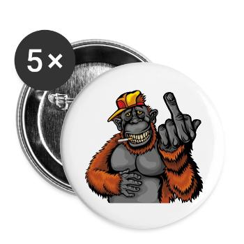 VALEEWEAR - Un singe occasionnel montre un doigt d’honneur - Lot de 5 petits badges (25 mm) - blanc - Devant
